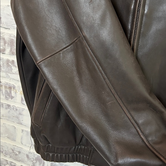 Daniel Cremieux Mens Large Lambskin Leather Zip Jacket Brown Bomber Elevated - Picture 15 of 16